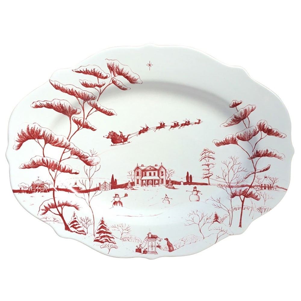 Country Estates Winter Frolic Ruby Serving Platter Christmas Eve by Juliska