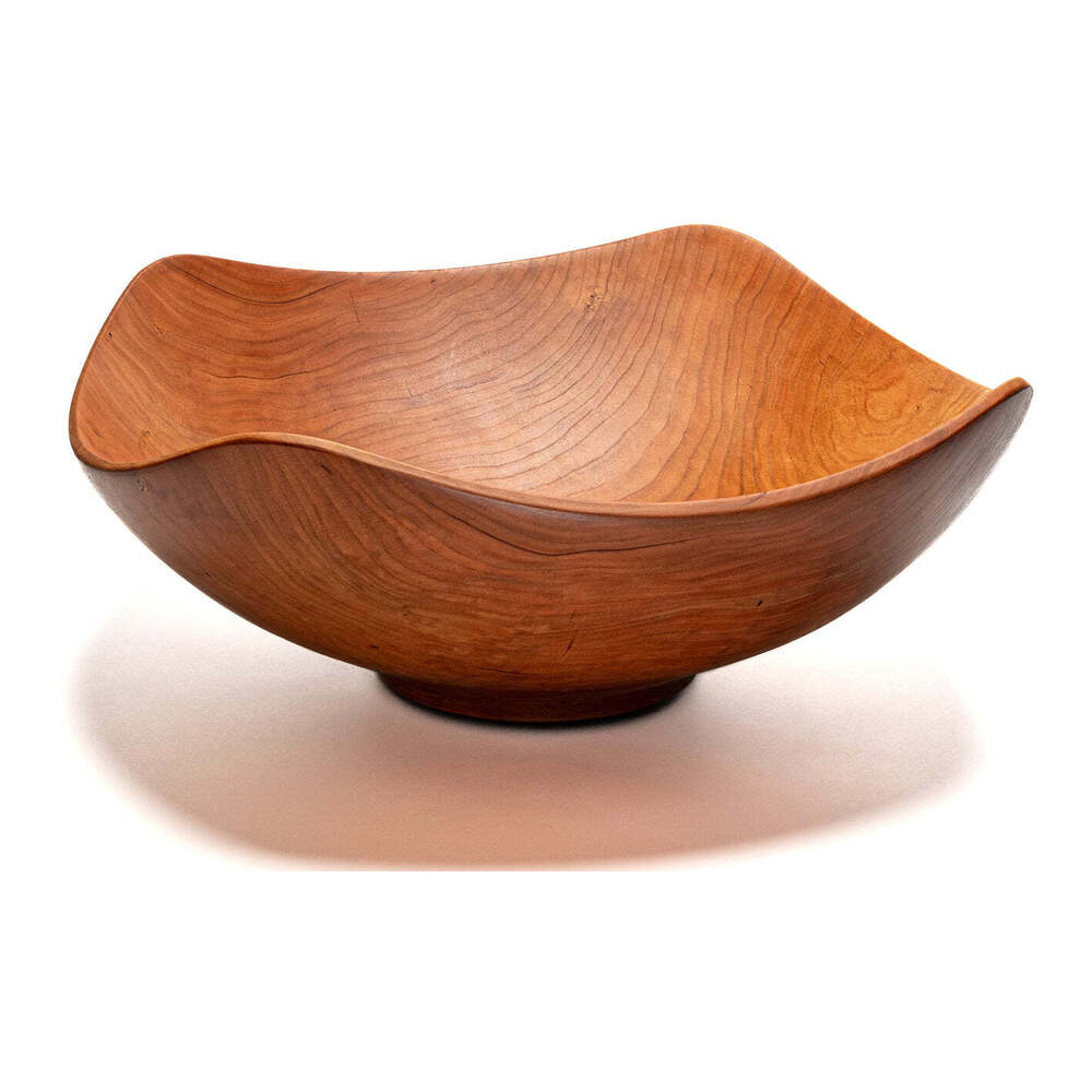 Echo 20" Cherry Square Wooden Bowl by Andrew Pearce Additional Image - 1