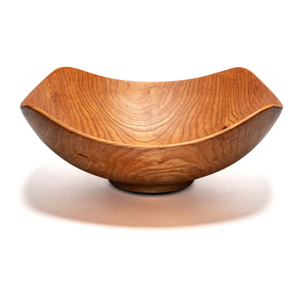 Echo 20" Cherry Square Wooden Bowl by Andrew Pearce Additional Image - 2