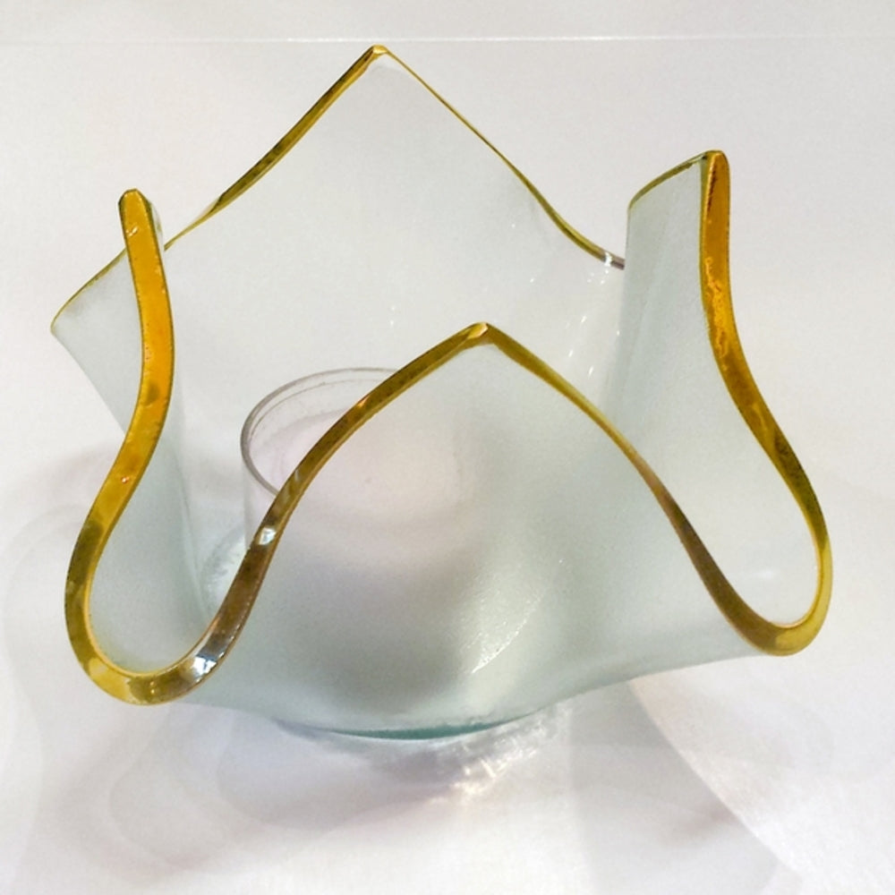 Handkerchief Votive with Gold Edges by Annieglass Additional Image - 2