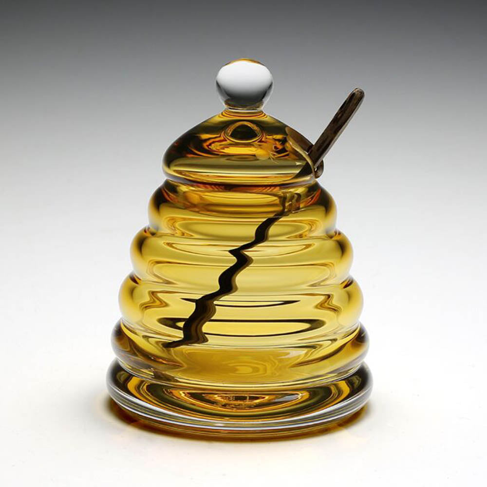Honeycomb Honey Jar & Spoon by William Yeoward Crystal Additional Image - 1