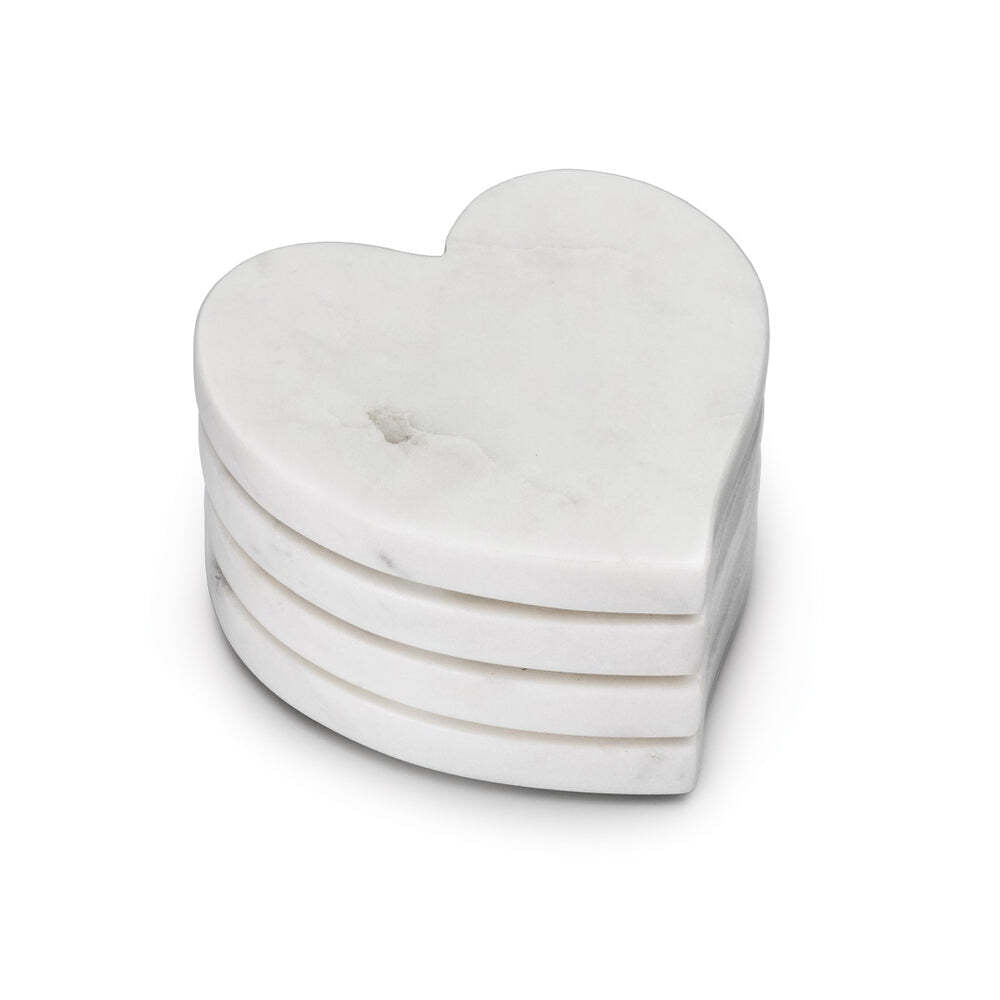 Marble Heart Coasters, Set of 4 - White by Simon Pearce