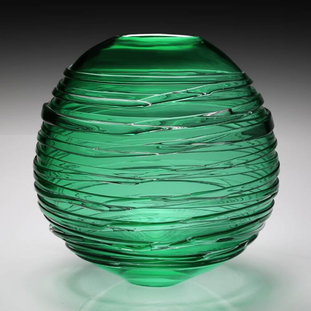 Miranda Seaglass Green Globe Vase 11" by William Yeoward Crystal Additional Image - 1