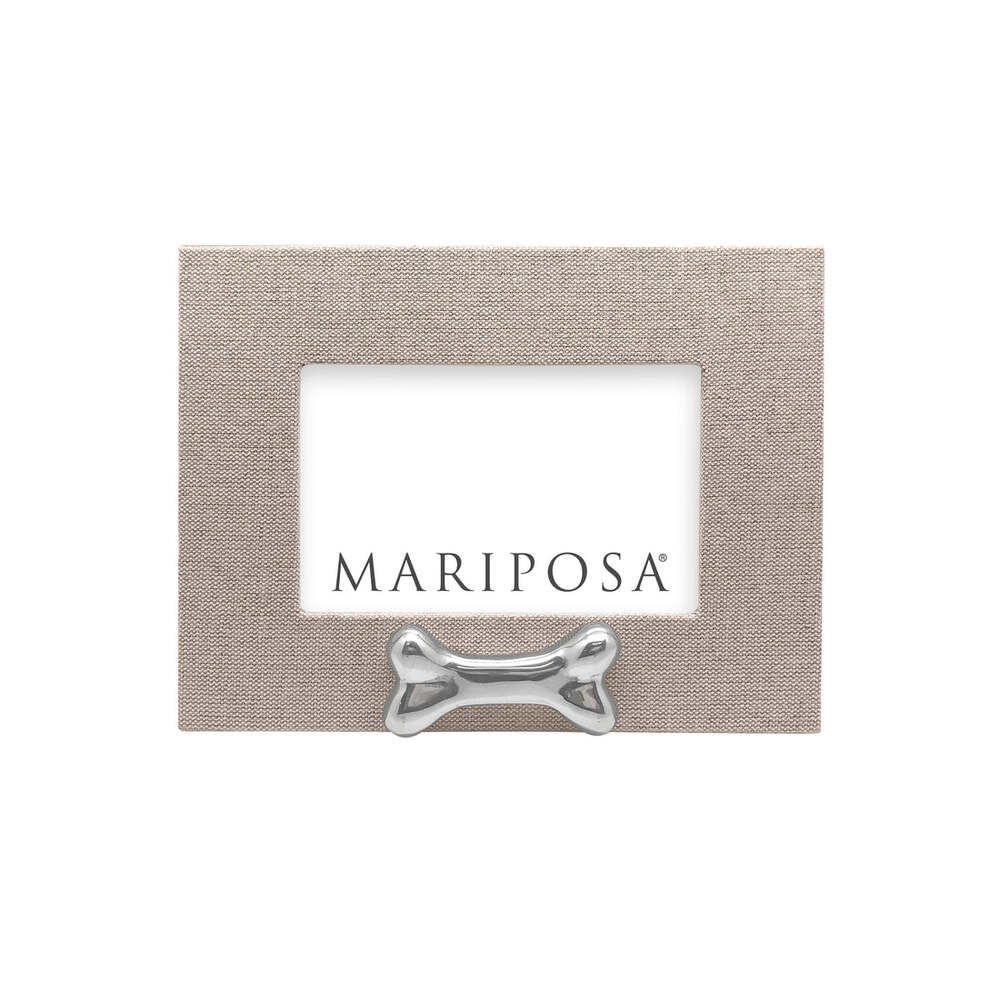 Natural Linen With Dog Bone 4X6 Frame Horizontal by Mariposa