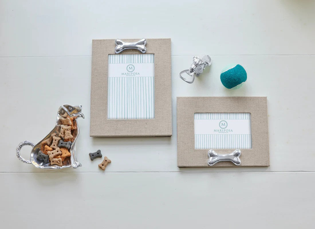 Natural Linen With Dog Bone 4X6 Frame Horizontal by Mariposa Additional Image-2