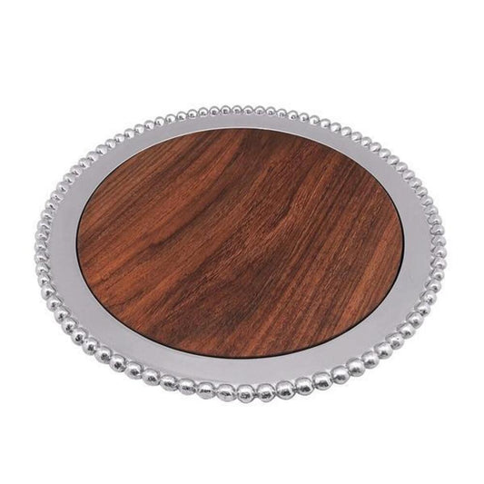 Pearled Round Cheese Board With Dark Wood Insert by Mariposa Additional Image-2