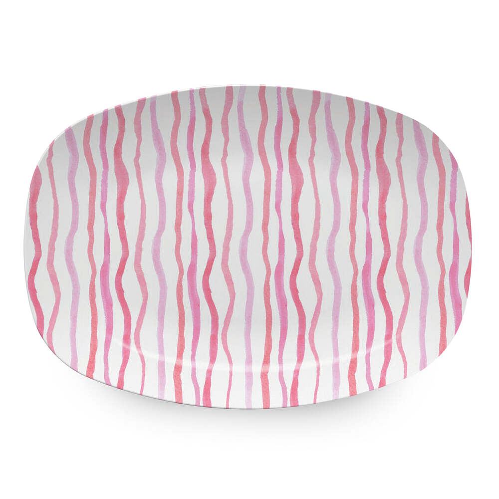 Teal Simple Stripes Platter by Mariposa