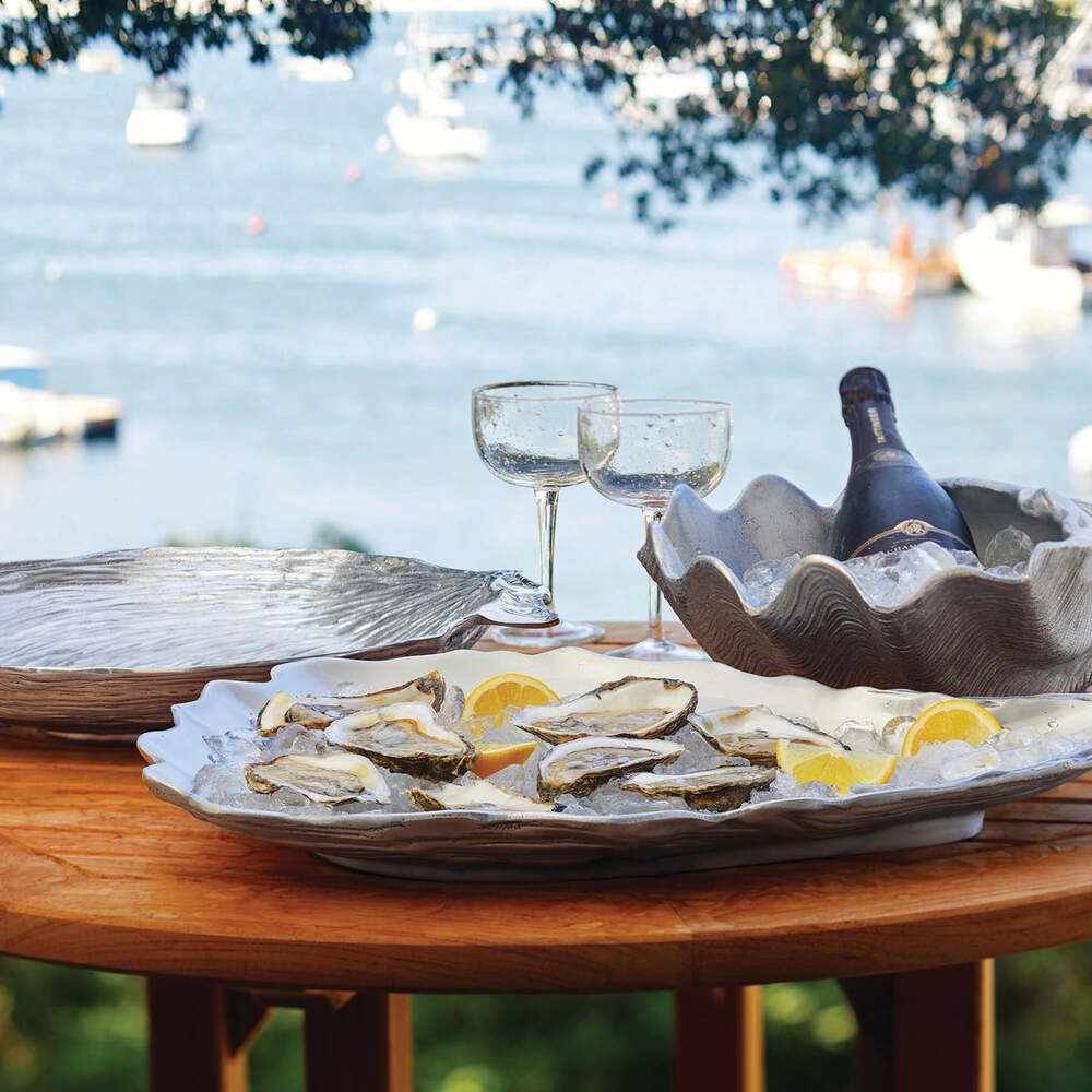 Ruffled Edge Scallop Server/Ice Bucket by Mariposa Additional Image-3