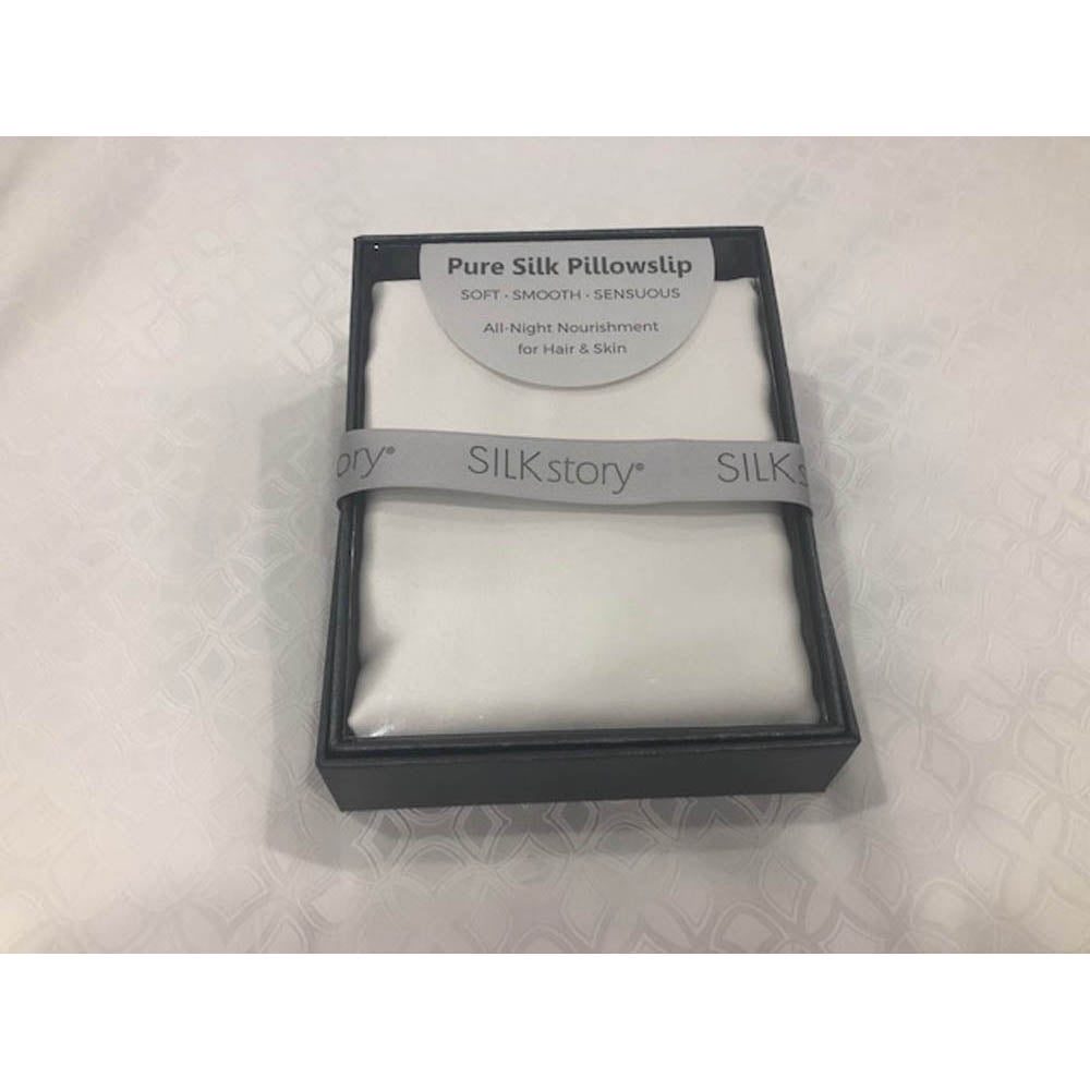 White Standard Silk Pillowcase by Silk Story