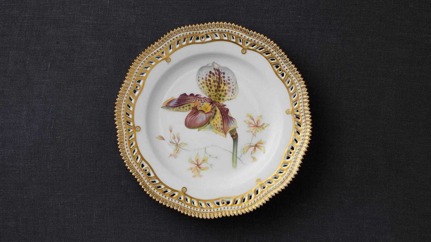 Flora Danica Orchid Plate with Border by Royal Copenhagen