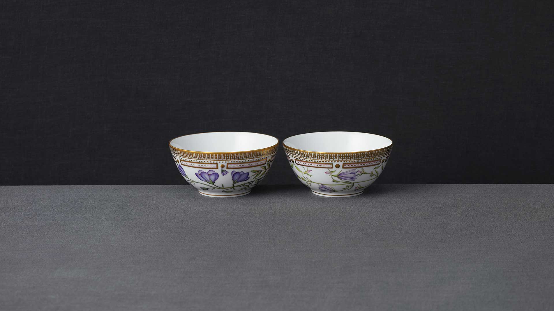 Flora Danica Flowers of Purple Bowl Set by Royal Copenhagen