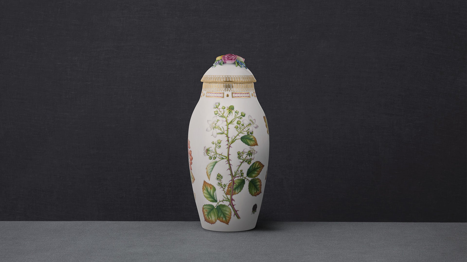 Flora Danica Vase with Lid, Yellow by Royal Copenhagen