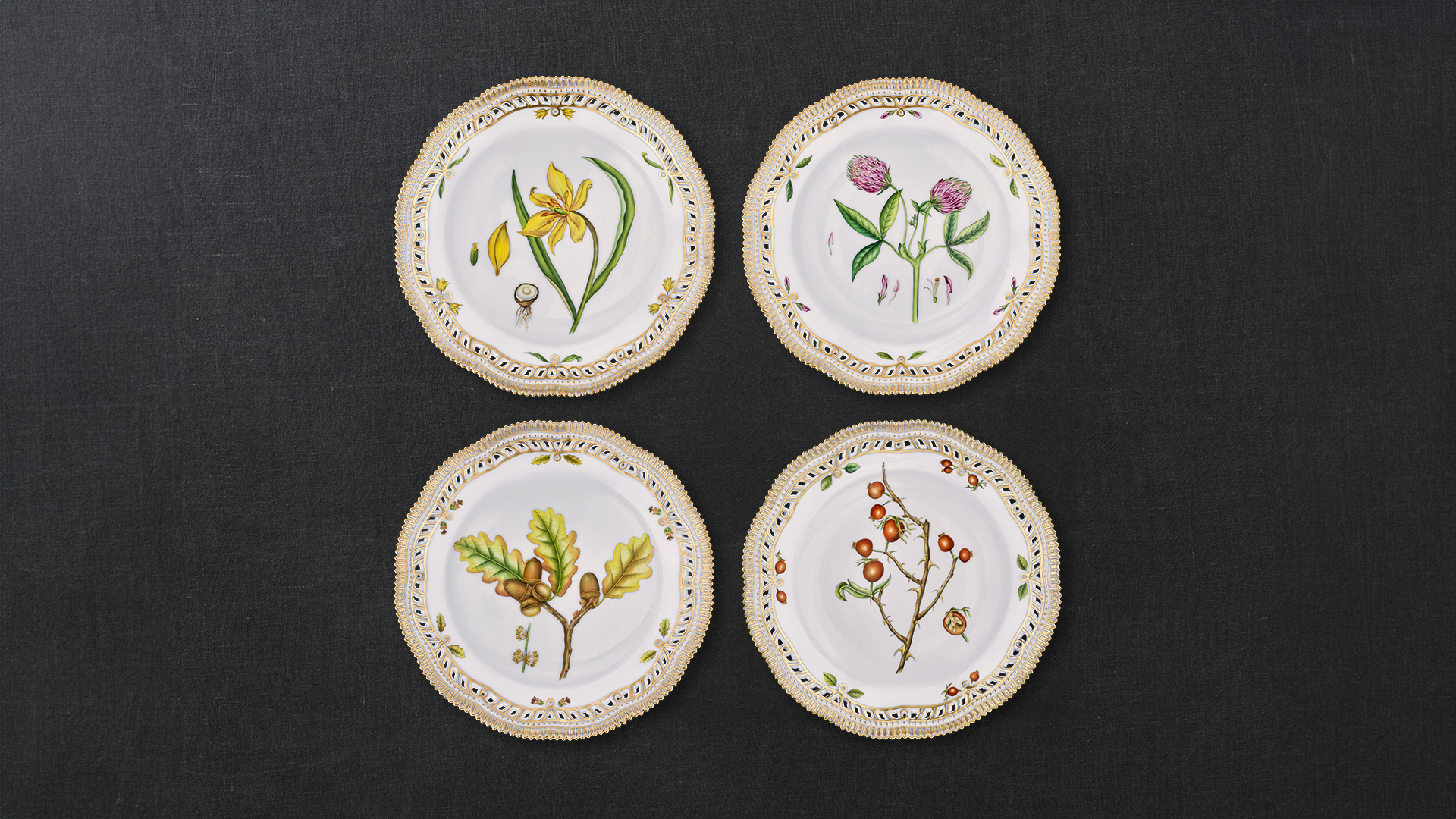 Flora Danica Four Seasons Plate with Lace Border by Royal Copenhagen