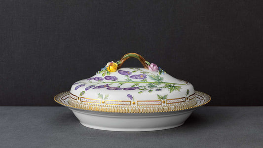 Flora Danica Oval Dish with Lid by Royal Copenhagen