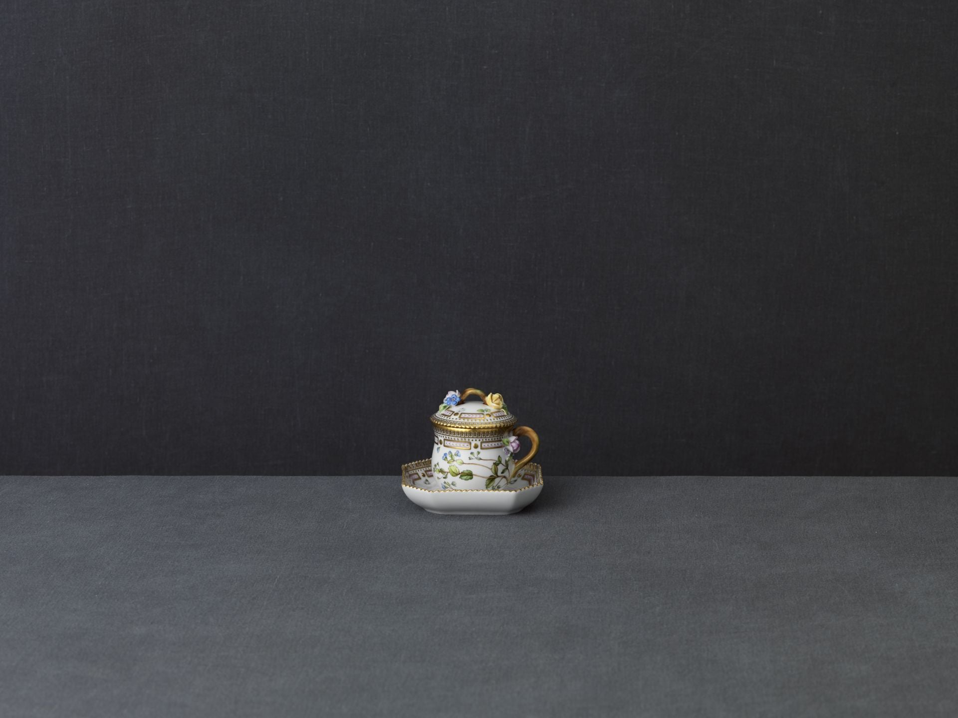 Flora Danica Custard Cup and Stand, Round by Royal Copenhagen