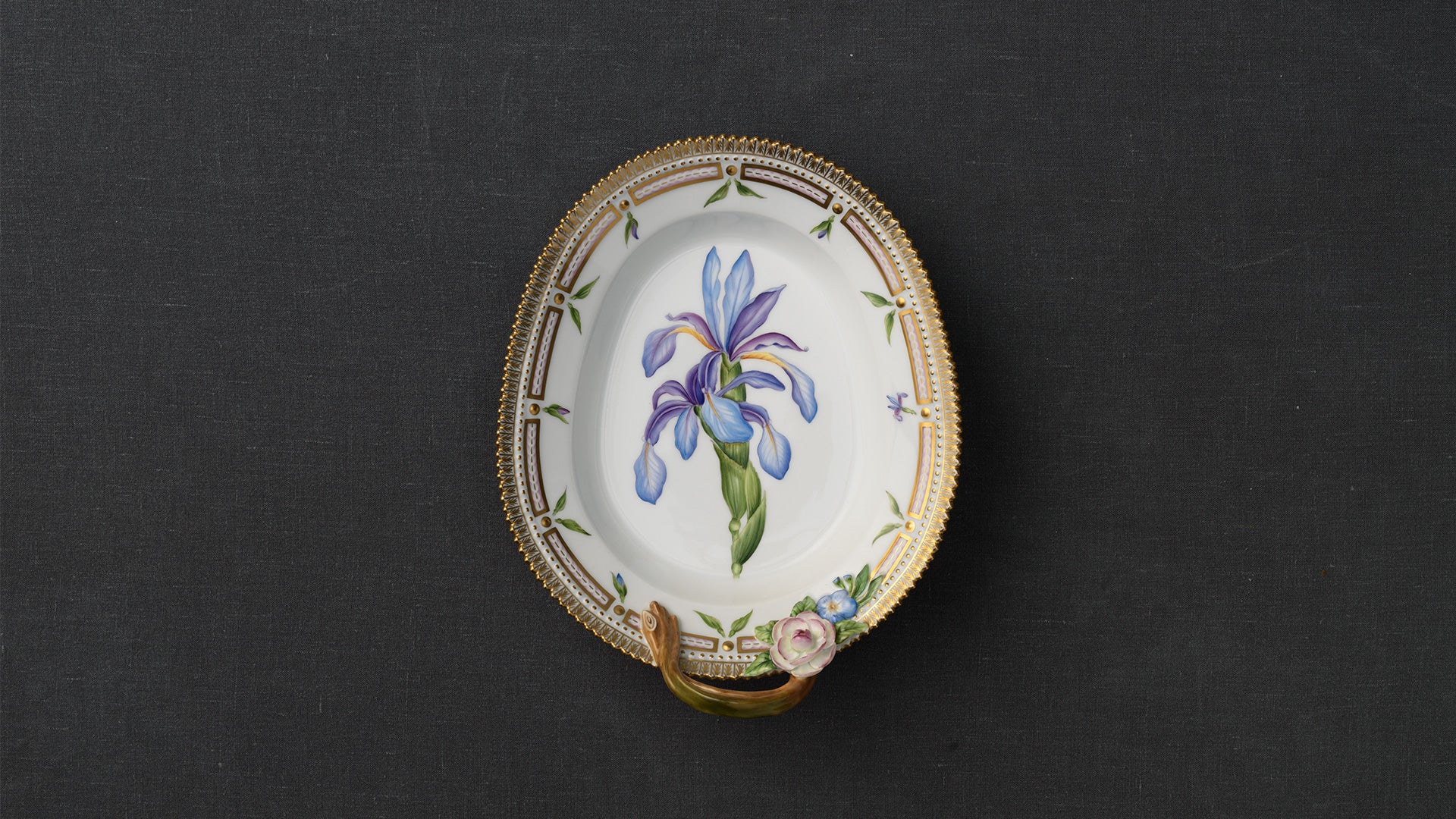 Flora Danica Oval Dish with Flower by Royal Copenhagen