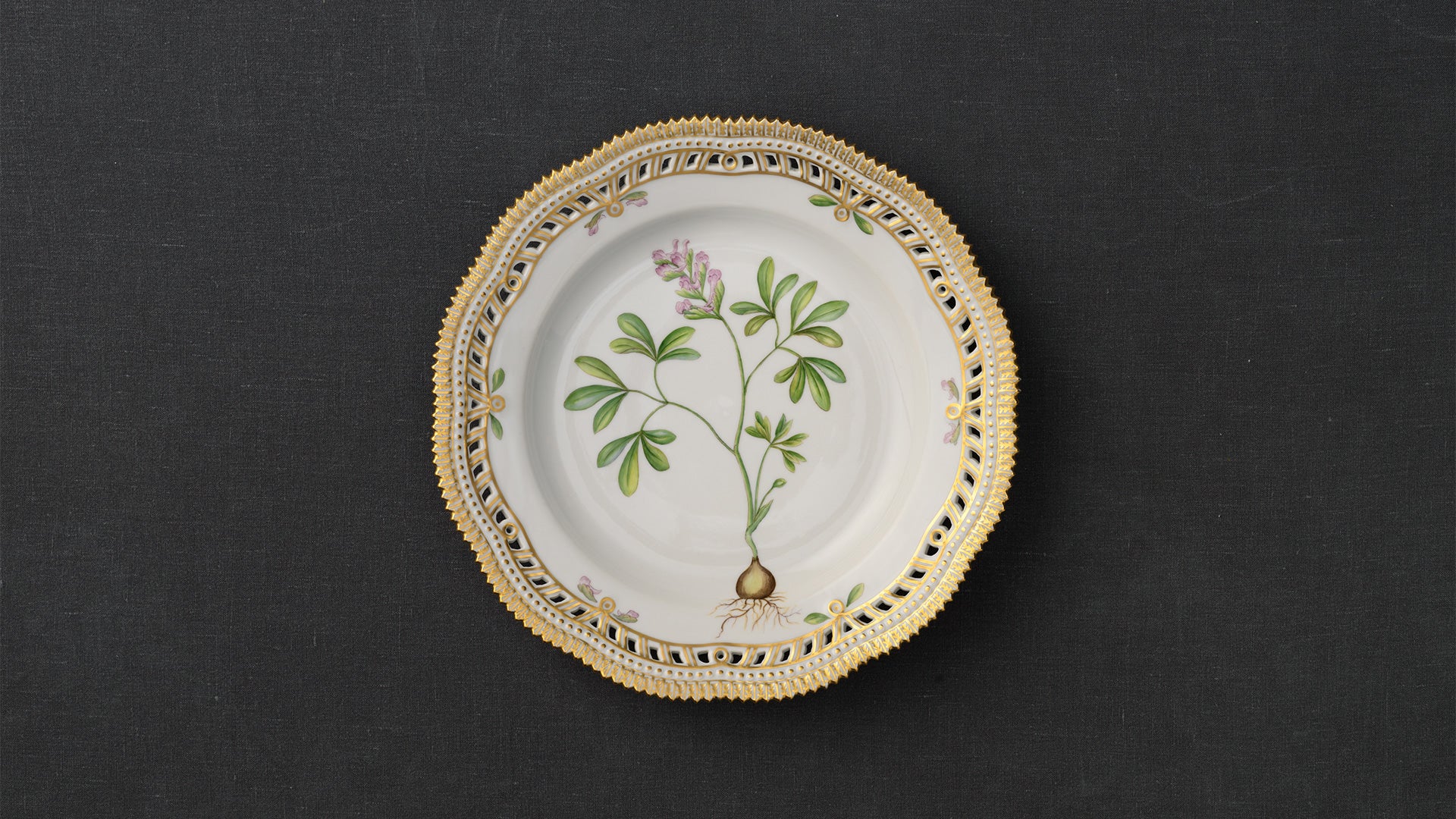 Flora Danica Plate with Openwork Border, 25 cm by Royal Copenhagen