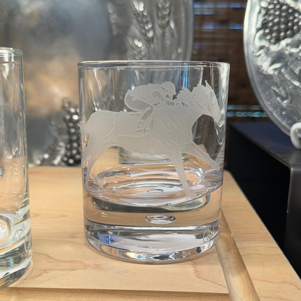 11oz Rocks Racing Horse #2 Glasses (Set of 4) by Julie Wear