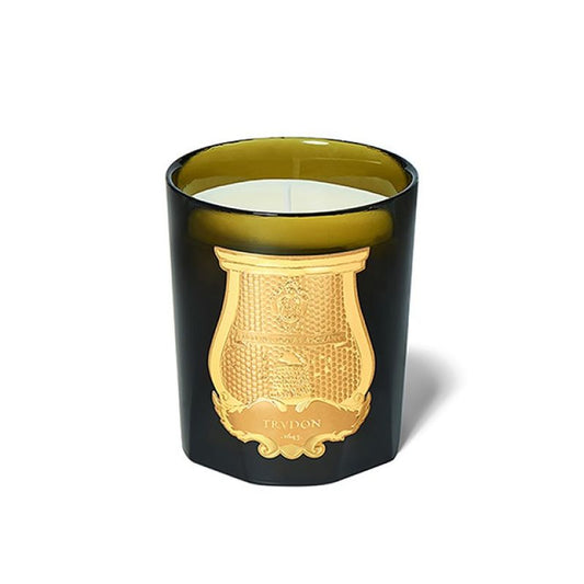 Trudon Abd El Kader Classic Candle 270g in mouth-blown antique green Tuscan glass with gold emblem