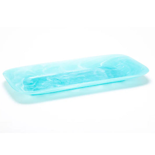 Classical Rectangular Platter, Aqua Swirl by Nashi Home