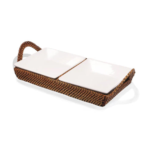 2 Section Condiment Server Tray with Porcelain Dish by Calaisio