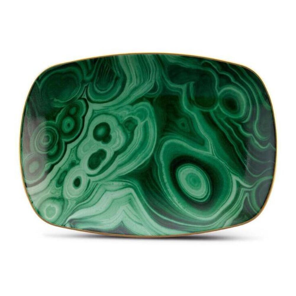 Malachite Small Rectangular Tray by L'Objet