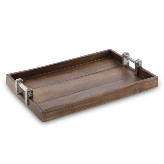 Wood Tray with Faux Bois Handles by Vagabond House