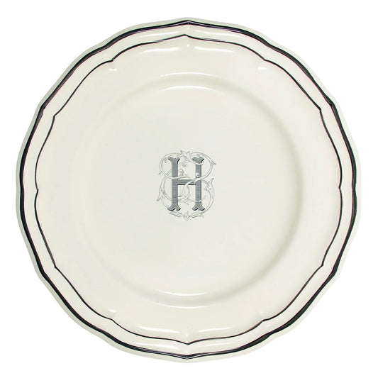 Filet Midnight Dinner Plate Monogram "H" by Gien France