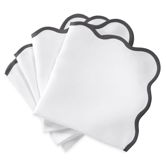 Set of Four Scallop Edge Napkin  - Smoke Grey by Matouk