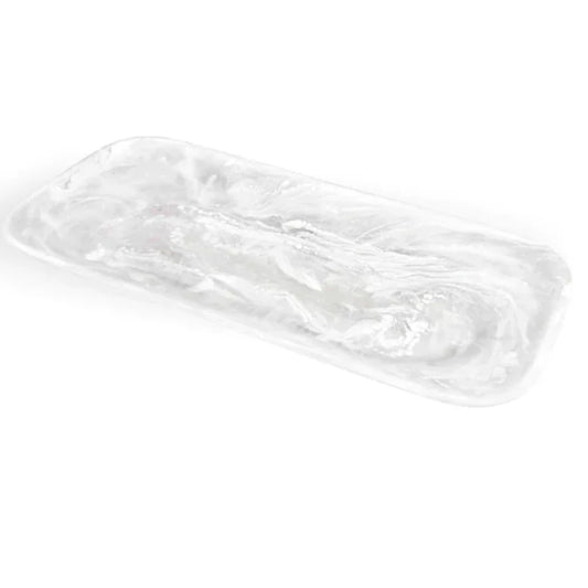 Classical Rectangular Platter, White Swirl by Nashi Home