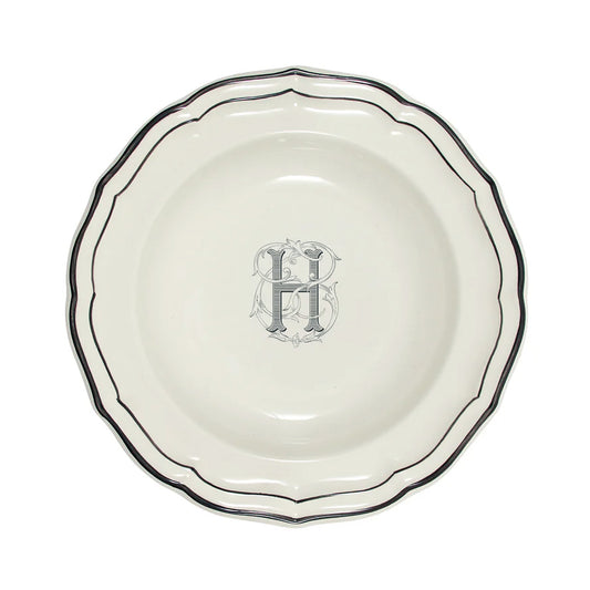 Filet Midnight Rim Soup Monogram "H" by Gien France