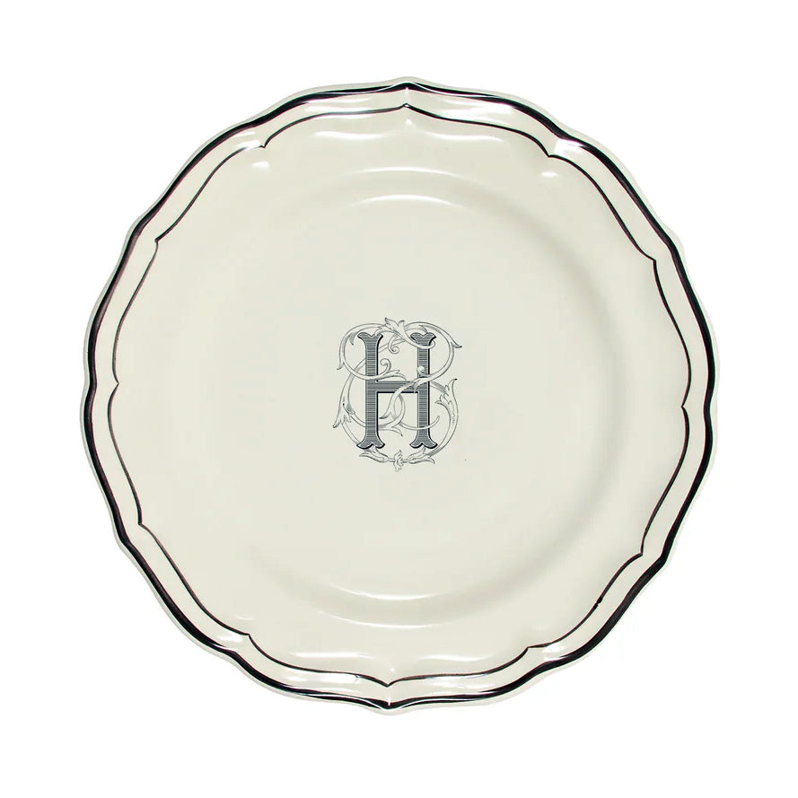 Filet Midnight Salad Plate Monogram "H" by Gien France