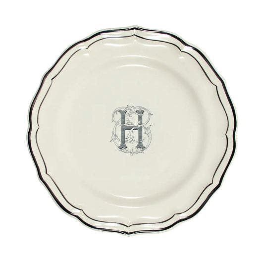 Filet Midnight Salad Plate Monogram "H" by Gien France