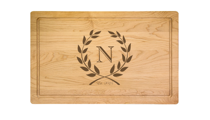 24" Personalized Rectangle Wood Cutting Board by Maple Leaf at Home (no handles)