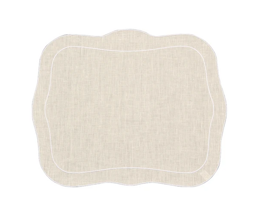 Linho Linen Rectangular Patrician White Placemat by Skyros (set of 2)