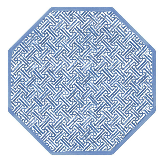 Fretwork Blue Lacquer Octagonal Placemat by Caspari