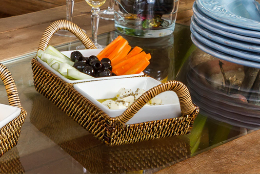 Rect Tray w/ 2 Porcelain Dishes by Calaisio