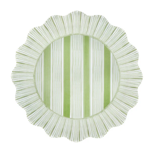 Cabana Stripe Melamine Dinner Plate Set/4 - Seagrass