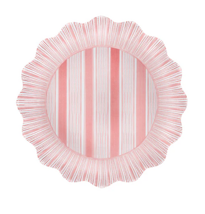 Cabana Stripe Melamine Salad Plate Set/4 - Coral
