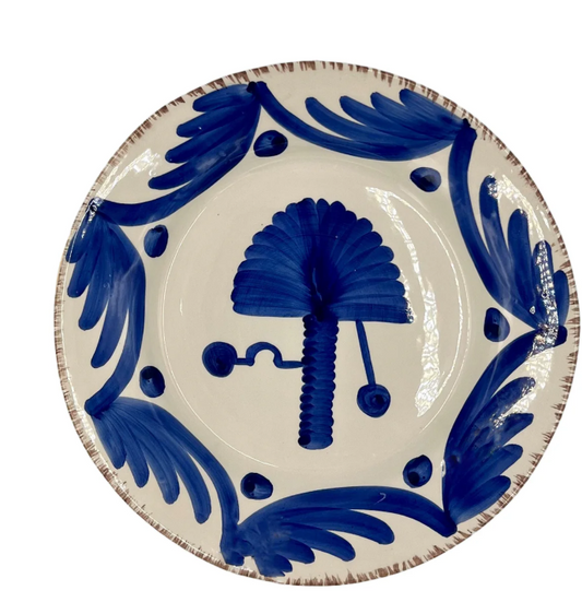 Casa Nuno Blue & White Dinner Plate, Palm