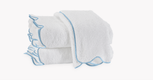 Cairo light blue Scallop Guest Towel w/Custom Monogram