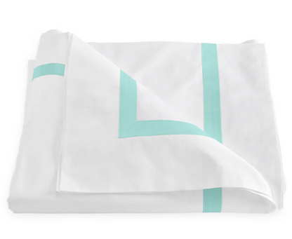 Lowell King Duvet Cover in White with Lagoon Band