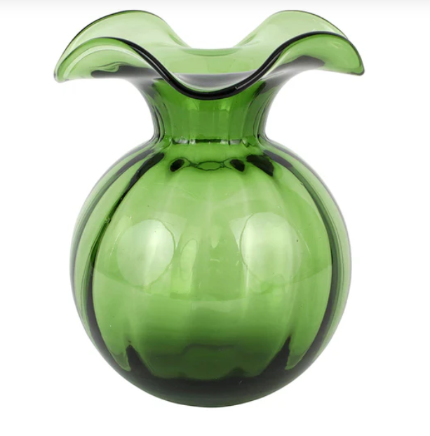 Hibiscus Medium Fluted Vase Dark Green