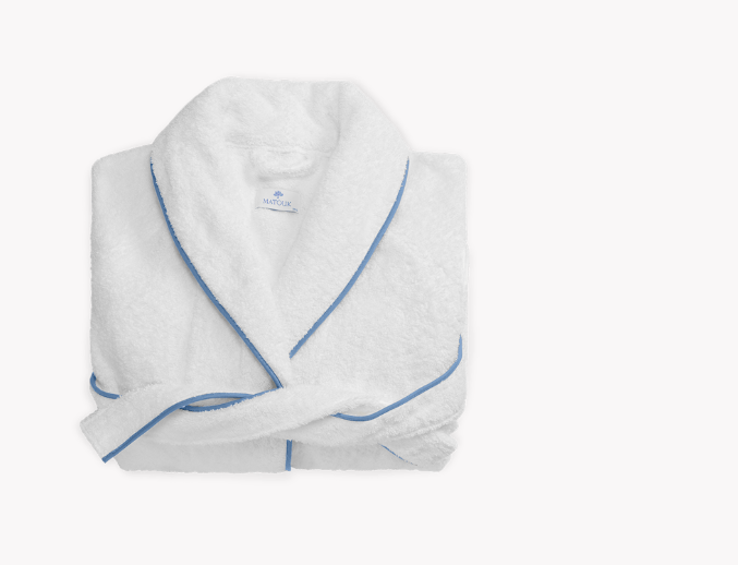 Cairo Robe XL White/Azure with Custom Monogram