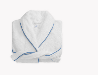 Cairo Robe XL White/Azure with Custom Monogram
