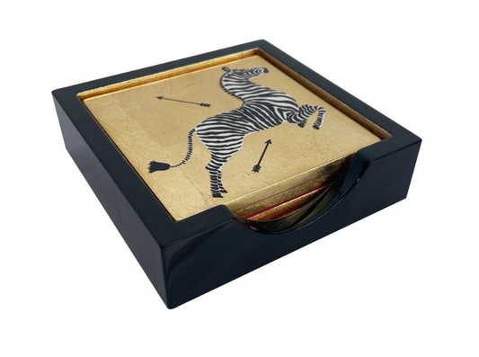 Zebra Lacquer Coasters (Set of 4)