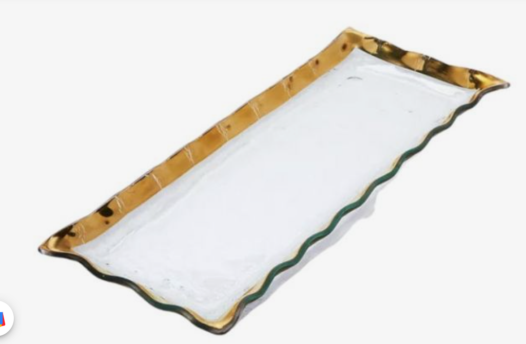 Plastic Ruffle Tray Ruffle Rectangle Tray Gold – Sallie Home