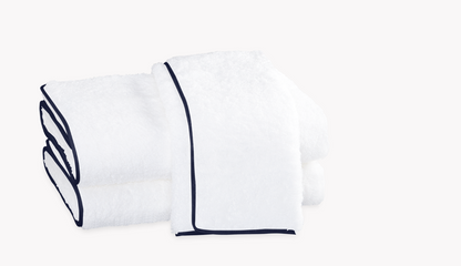 Cairo Hand Towel White with Navy Trim with Custom Monogoram