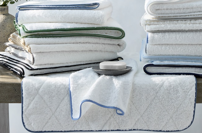 Cairo Hand Towel White with Navy Trim with Custom Monogoram