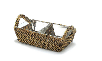 Rectangular Serving Tray w/ 2 Glass Dishes